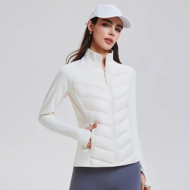 Women's Waterproof Down Jacket - 95% Goose Fill, Slim Fit for Outdoor Running & Gym