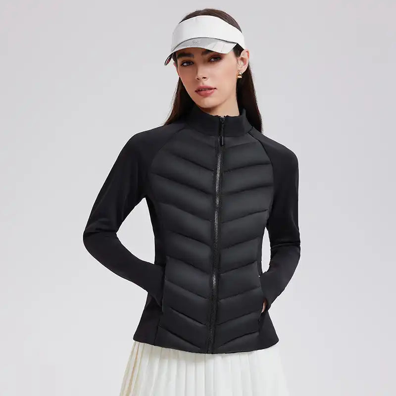 Women's Waterproof Down Jacket - 95% Goose Fill, Slim Fit for Outdoor Running & Gym