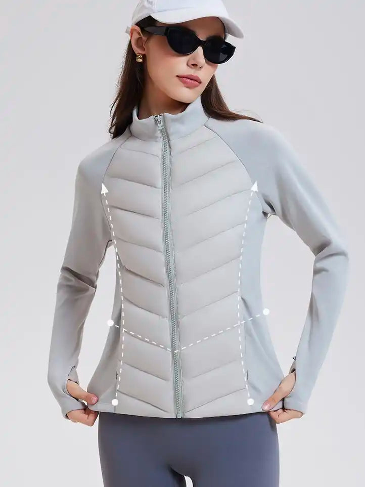 Women's Waterproof Down Jacket - 95% Goose Fill, Slim Fit for Outdoor Running & Gym