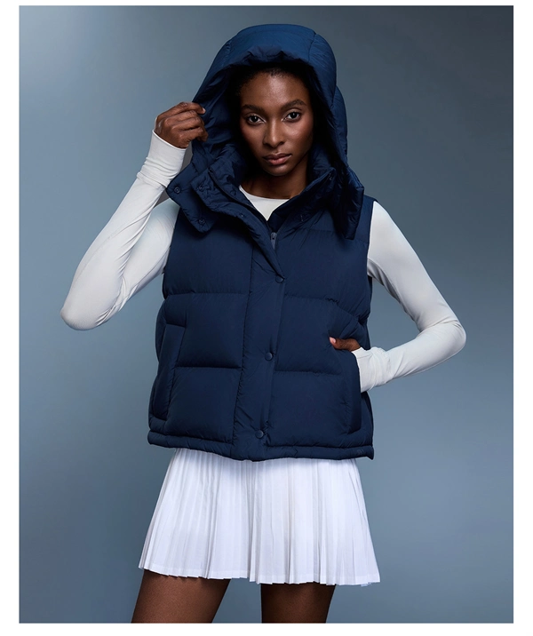 Women’s 90% White Duck Down Puffer Vest – Short, Warm, Windproof Hooded Winter Gilet