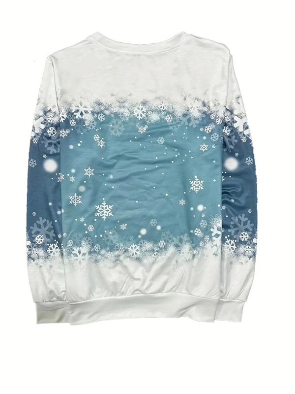Women's Christmas Bunny Sweatshirt - Festive Pullover with Snowflake Print for Holiday Season