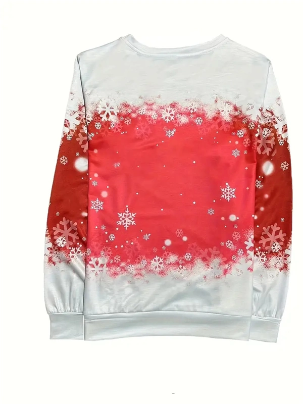 Women's Christmas Bunny Sweatshirt - Festive Pullover with Snowflake Print for Holiday Season