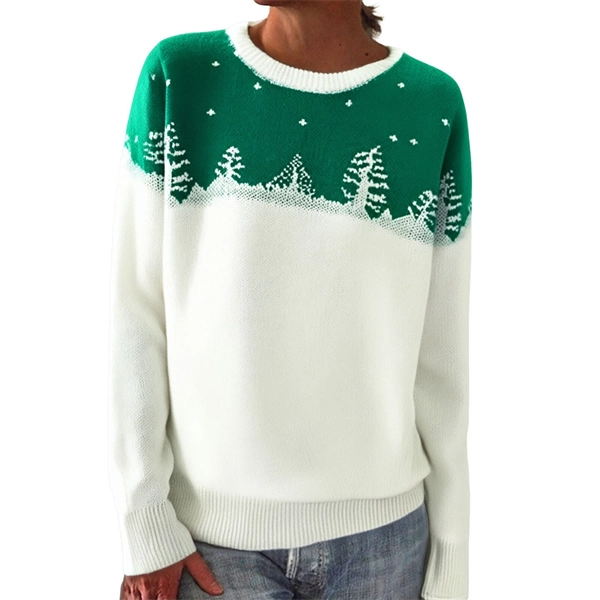 Women's Color Block Sweater – Casual Loose Fit Round Neck Knit Pullover