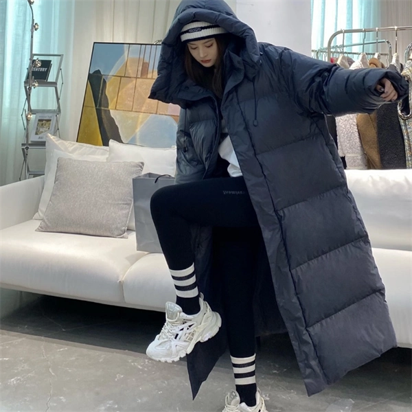 Women's Cream Mid-Length Down Coat - Premium Winter Jacket