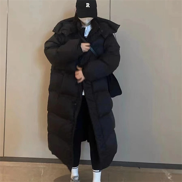 Women's Cream Mid-Length Down Coat - Premium Winter Jacket