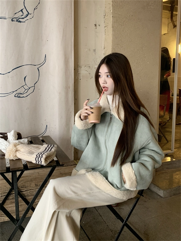 Women’s Faux Shearling Jacket – Cozy Autumn & Winter Warm Coat, Elegant Chic Style