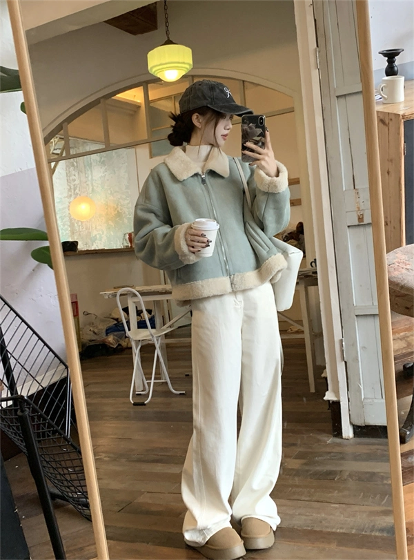 Women’s Faux Shearling Jacket – Cozy Autumn & Winter Warm Coat, Elegant Chic Style