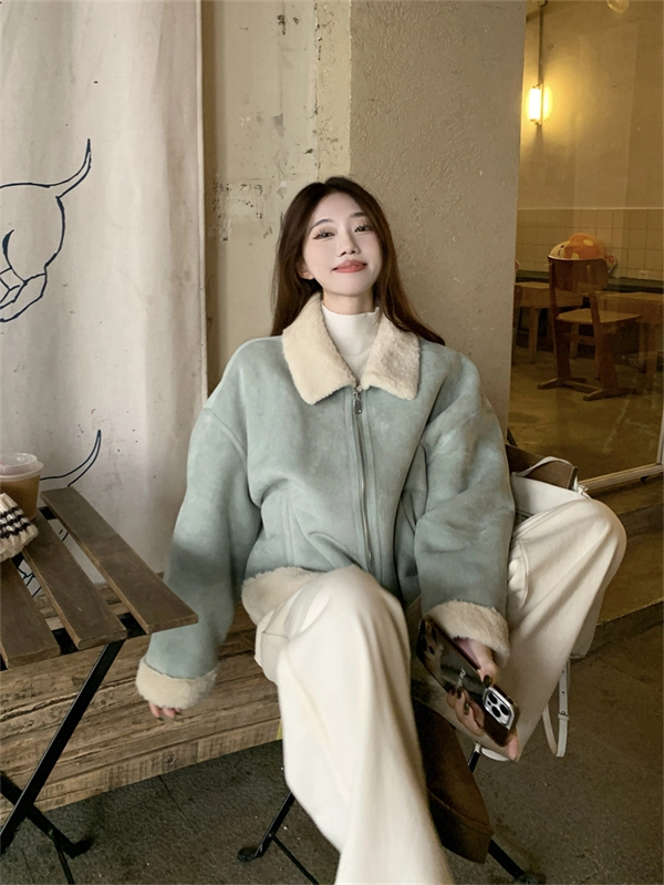 Women’s Faux Shearling Jacket – Cozy Autumn & Winter Warm Coat, Elegant Chic Style