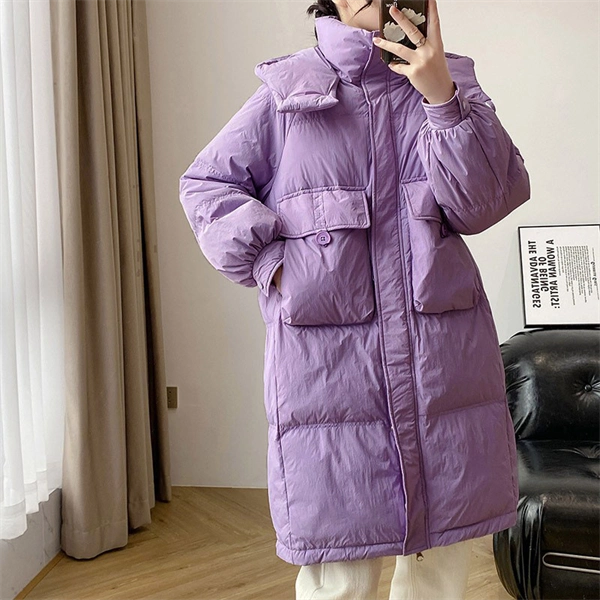 Women's Hooded Down Coat – Mid-Length Winter Jacket, Thick Warm Outerwear