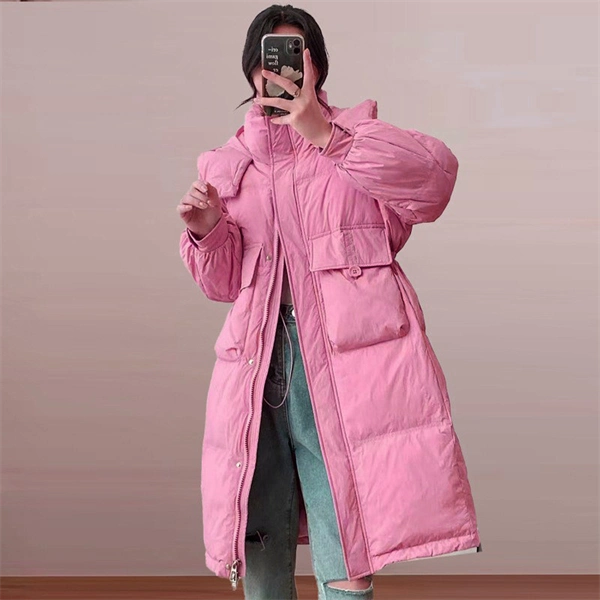 Women's Hooded Down Coat – Mid-Length Winter Jacket, Thick Warm Outerwear