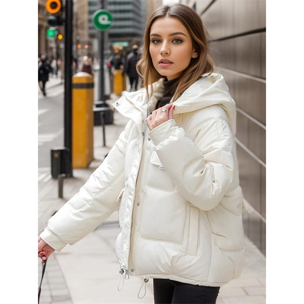 Women's Hooded Puffer Jacket - Winter Thick Quilted Coat with Multi-Pockets, Plus Size Available