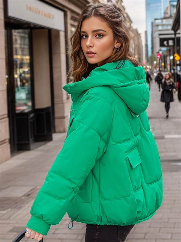 Women's Hooded Puffer Jacket - Winter Thick Quilted Coat with Multi-Pockets, Plus Size Available