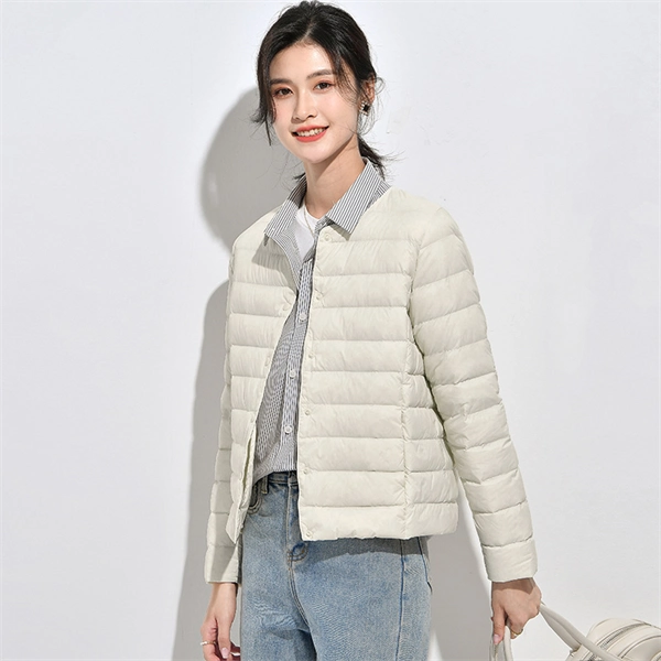 Women’s Lightweight V-Neck Down Jacket – Warm Winter Coat, Button Front, Long Sleeve, Solid Color, Casual & Portable