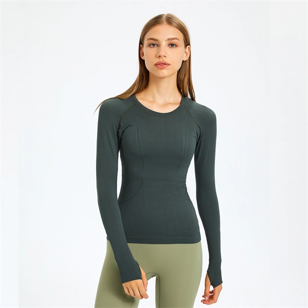 Women’s Long Sleeve Quick-Dry Sports Top – Seamless, Breathable Running & Yoga Shirt