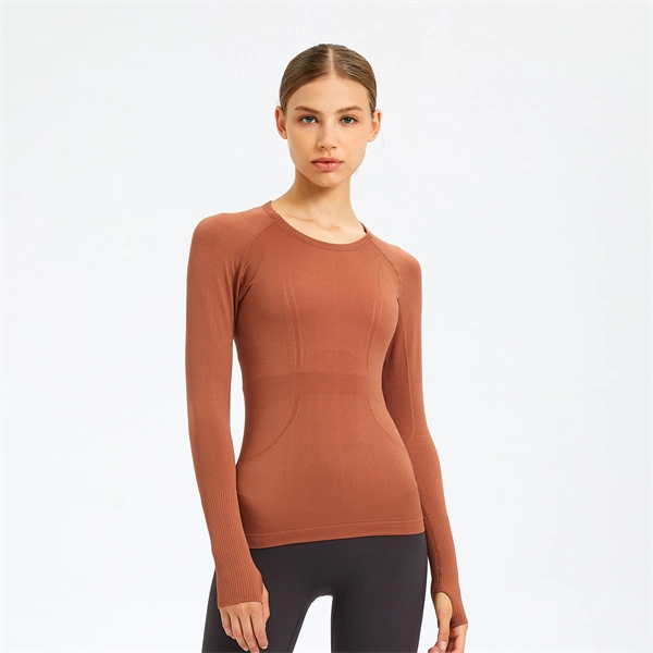 Women’s Long Sleeve Quick-Dry Sports Top – Seamless, Breathable Running & Yoga Shirt