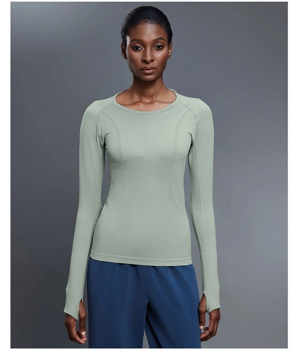 Women’s Long Sleeve Quick-Dry Sports Top – Seamless, Breathable Running & Yoga Shirt