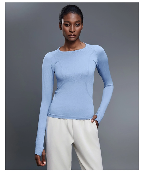 Women’s Long Sleeve Quick-Dry Sports Top – Seamless, Breathable Running & Yoga Shirt