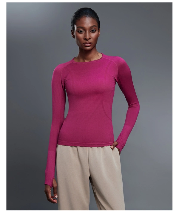 Women’s Long Sleeve Quick-Dry Sports Top – Seamless, Breathable Running & Yoga Shirt