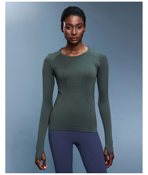 Women’s Long Sleeve Quick-Dry Sports Top – Seamless, Breathable Running & Yoga Shirt