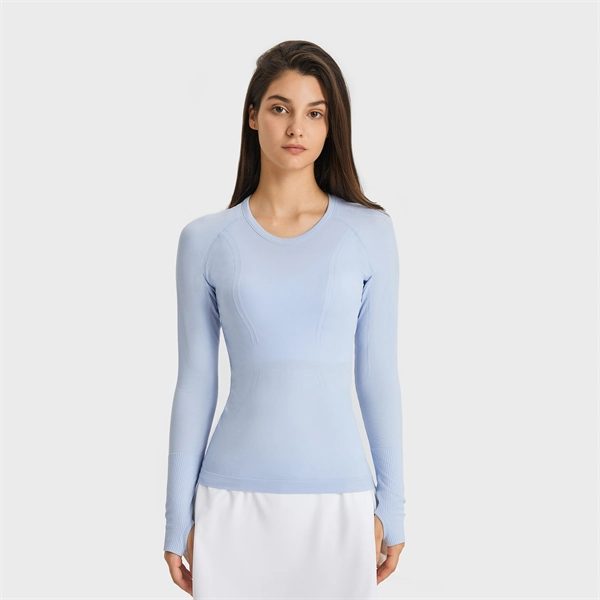 Women’s Long Sleeve Quick-Dry Sports Top – Seamless, Breathable Running & Yoga Shirt