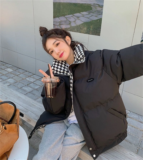 Women's Oversized Puffer Jacket - Thick Winter Down Cotton Coat with Stand Collar