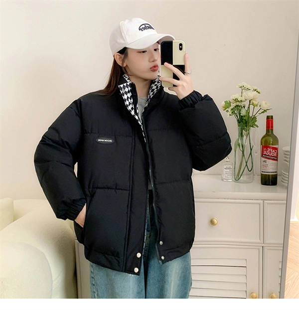 Women's Oversized Puffer Jacket - Thick Winter Down Cotton Coat with Stand Collar
