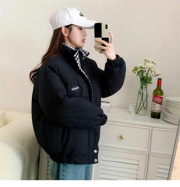 Women's Oversized Puffer Jacket - Thick Winter Down Cotton Coat with Stand Collar