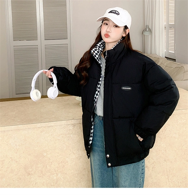 Women's Oversized Puffer Jacket - Thick Winter Down Cotton Coat with Stand Collar