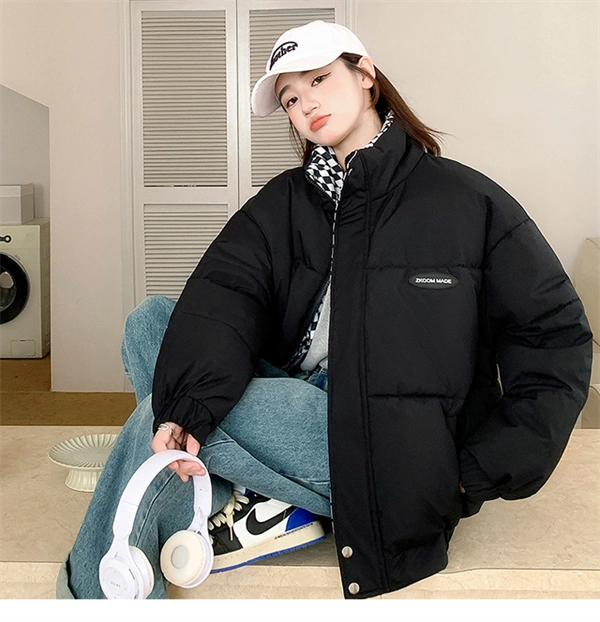 Women's Oversized Puffer Jacket - Thick Winter Down Cotton Coat with Stand Collar