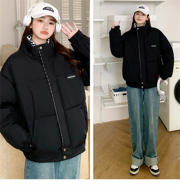 Women's Oversized Puffer Jacket - Thick Winter Down Cotton Coat with Stand Collar