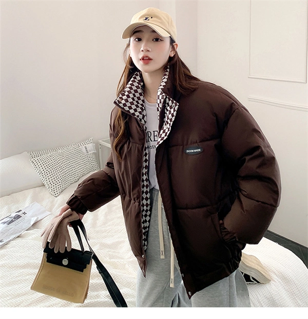 Women's Oversized Puffer Jacket - Thick Winter Down Cotton Coat with Stand Collar