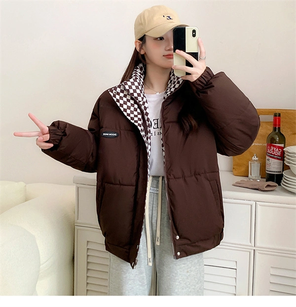Women's Oversized Puffer Jacket - Thick Winter Down Cotton Coat with Stand Collar