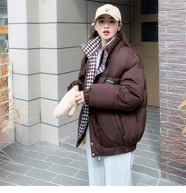 Women's Oversized Puffer Jacket - Thick Winter Down Cotton Coat with Stand Collar