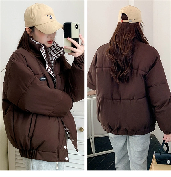 Women's Oversized Puffer Jacket - Thick Winter Down Cotton Coat with Stand Collar