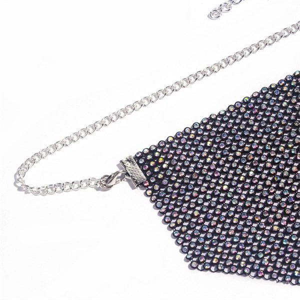 Women's Party Rhinestone Face Mask – Shiny Metallic Mesh Masquerade Club Accessory