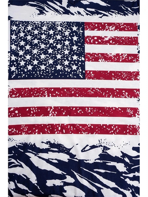 Women's Patriotic 4th of July V-Neck T-Shirt – American Flag Camo Print, Red White & Blue – Casual Summer Top with Button Detail, Regular & Plus Sizes