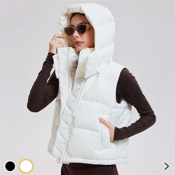 Women's Puffer Vest – White Goose Down Hooded Jacket