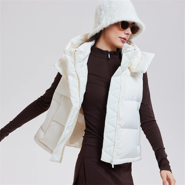 Women's Puffer Vest – White Goose Down Hooded Jacket