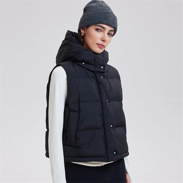 Women's Puffer Vest – White Goose Down Hooded Jacket