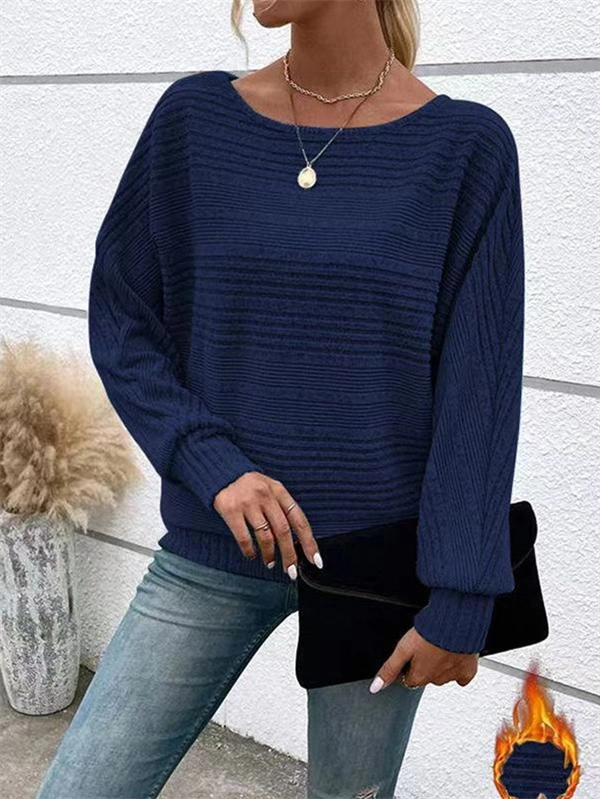 Women's Ribbed Dolman Sleeve Sweater - Relaxed Fit Pullover with Stretch, Solid Colors for Fall & Winter