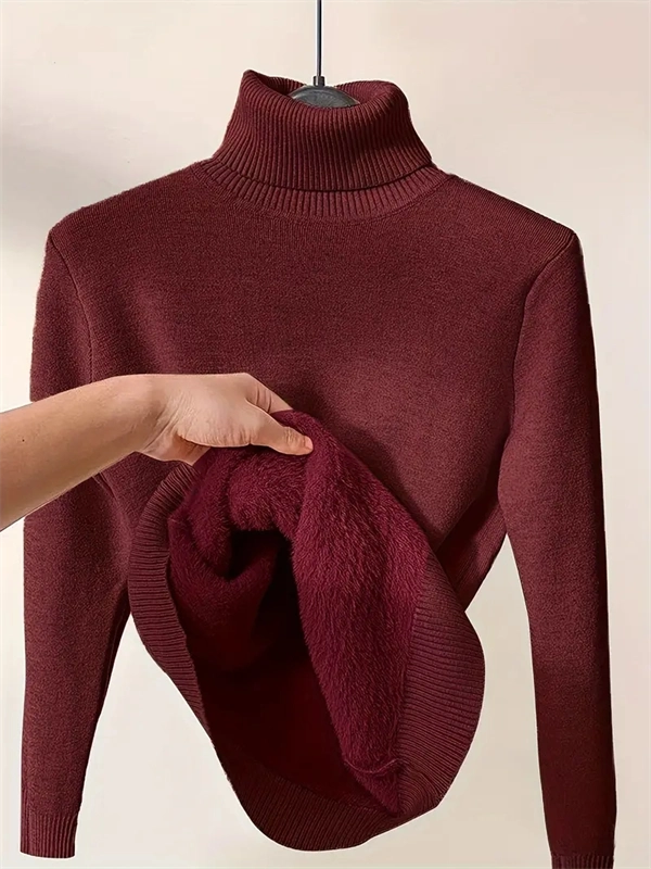 Women's Turtleneck Sweater - Soft Stretch Pullover for Fall & Winter