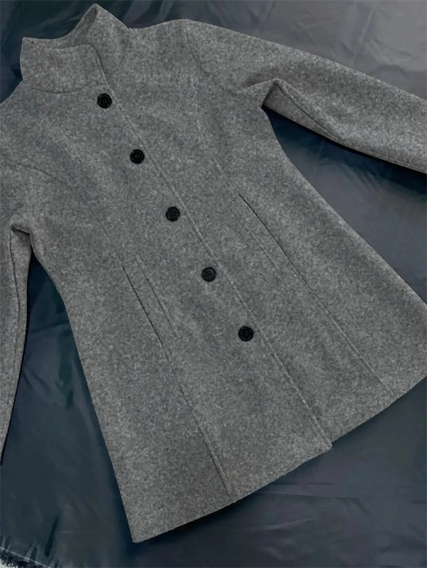 Women's Tweed Coat - Mid-Length Button-Front Jacket with Pockets for Fall & Winter