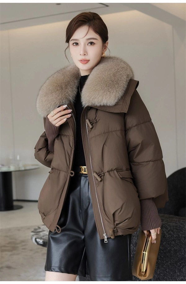 Women's Winter Puffer Jacket – Short Thick Warm Coat with Faux Down and Big Collar