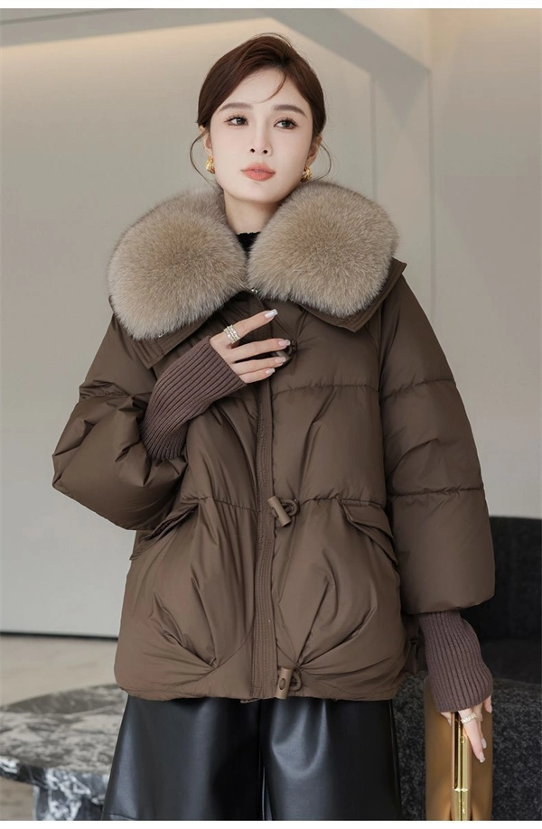 Women's Winter Puffer Jacket – Short Thick Warm Coat with Faux Down and Big Collar