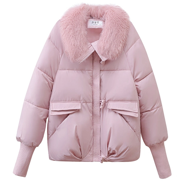 Women's Winter Puffer Jacket – Short Thick Warm Coat with Faux Down and Big Collar