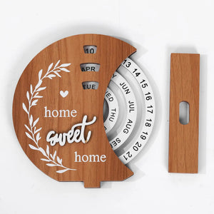 Wooden Rotating Perpetual Calendar - Desktop Date Display for Home & Office