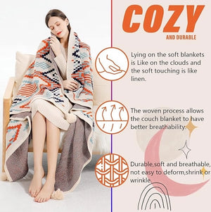 Bohemian Throw Blanket Tassels Soft Knitted Throw Blanket