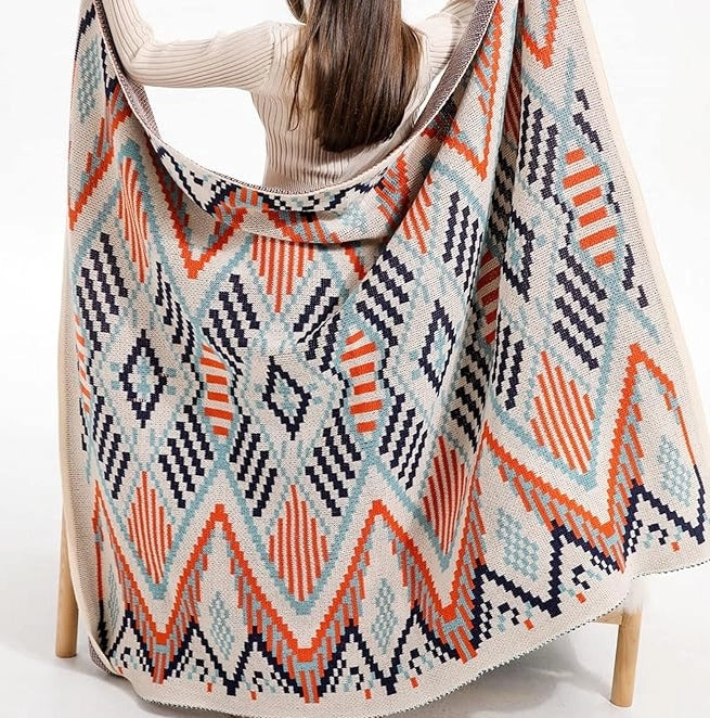 Bohemian Throw Blanket Tassels Soft Knitted Throw Blanket