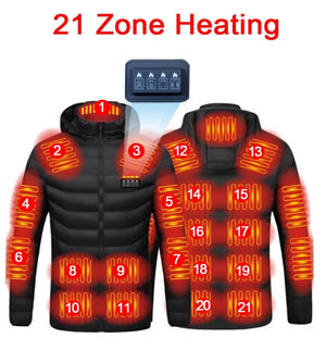 21 Zones Warm Heated Jackets Coats  for Men Women