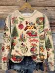 Women Men Casual Long Sleeve Printed Flowers Christmas Sweatshirt Boho Cottagecore Floral Autumn Pullover